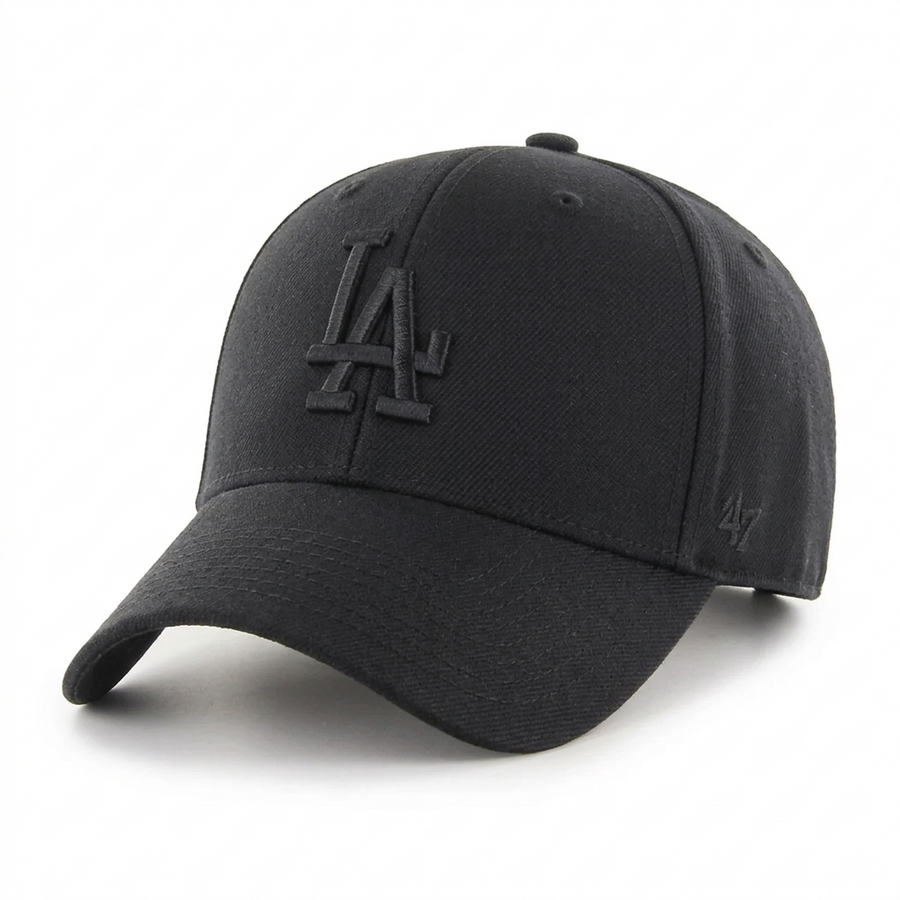 Los Angeles Dodgers '47 Brand MVP Adjustable Baseball Cap - All Black - Product Image