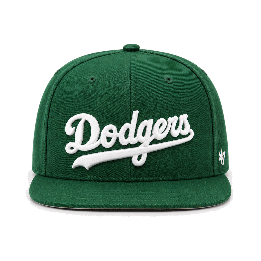Los Angeles Dodgers Script '47 Brand Captain Adjustable Snapback - Green - Product Image