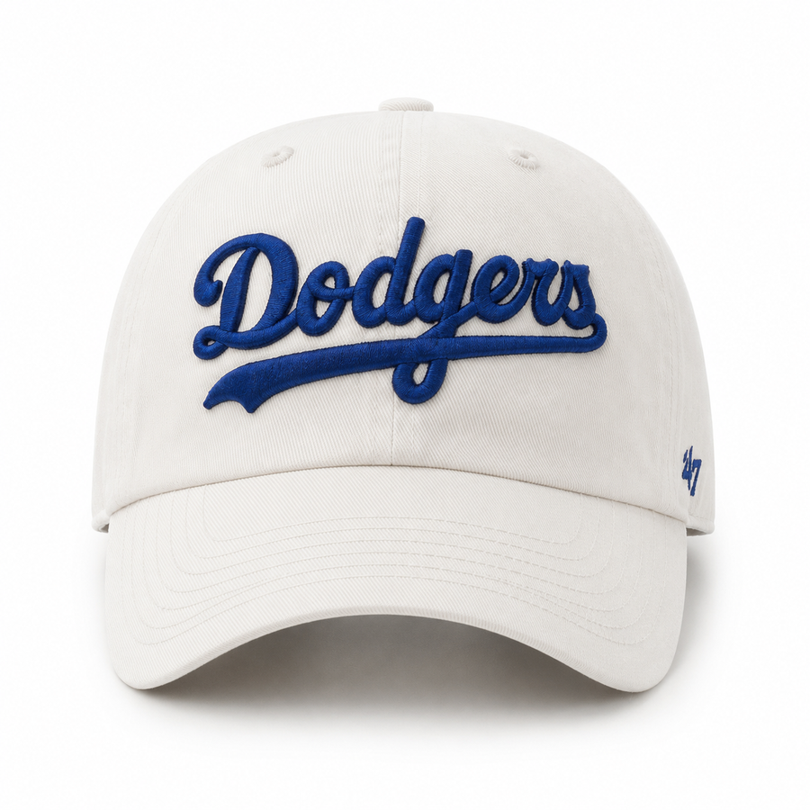 Los Angeles Dodgers 'Script Logo' '47 Brand Clean Up Adjustable Dad Cap - White - Product Image