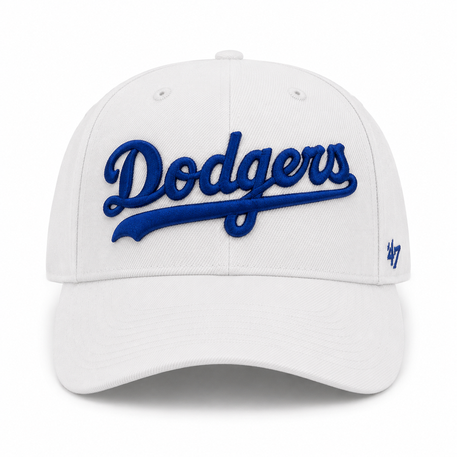 Los Angeles Dodgers 'Script Logo' '47 Brand MVP Adjustable Baseball Cap - White - Product Image
