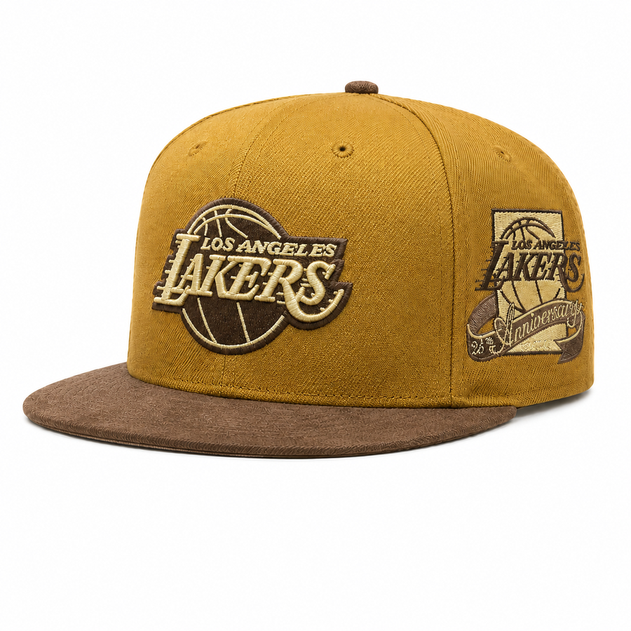 Los Angeles Lakers '25th Anniversary' 2T Tan Mitchell & Ness Buckle | Suede Brim - Product Image