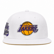Los Angeles Lakers '25th Anniversary' White Mitchell & Ness OG Adjustable Snapback Hat - Product Image
