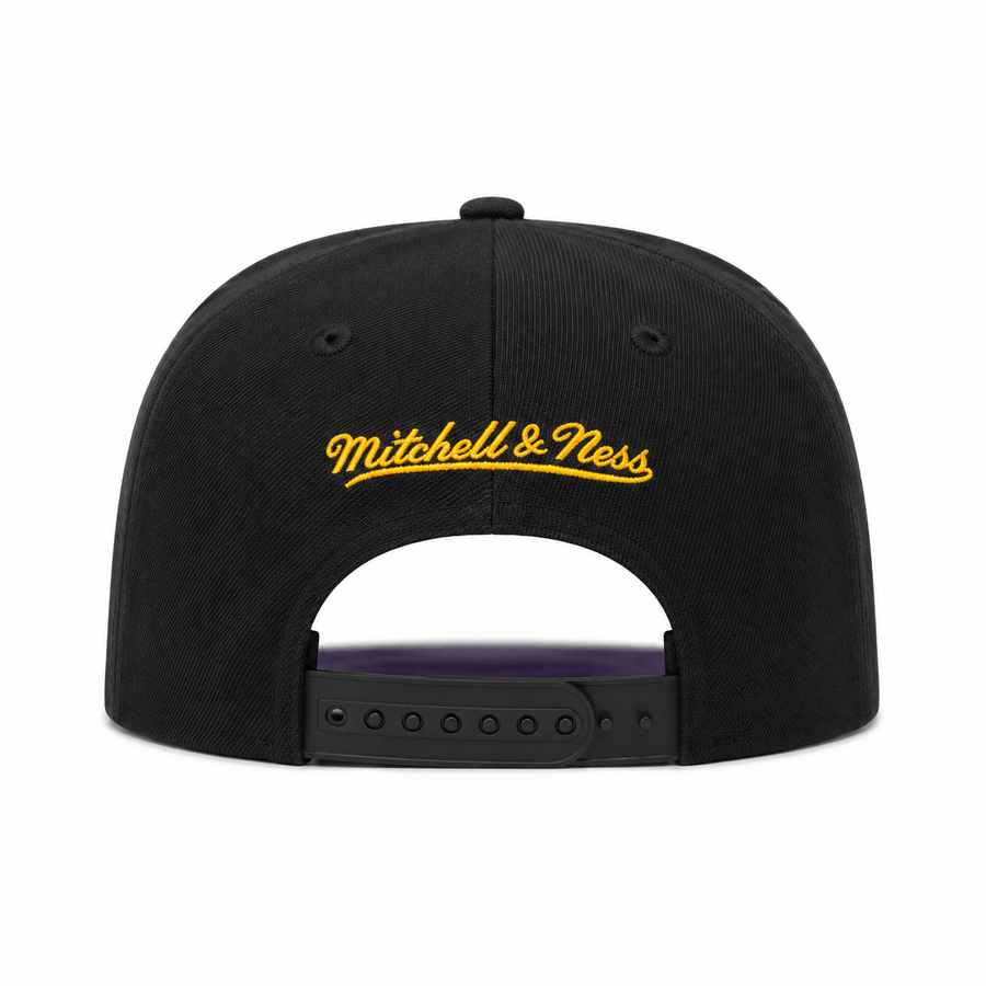 Los Angeles Lakers 'Script' Black/Purple Mitchell & Ness Adjustable Original Fit Snapback - Product Image