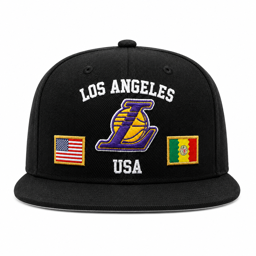 Los Angeles Lakers 'USA Pride' Black Mitchell & Ness OG Adjustable Snapback Hat - Product Image