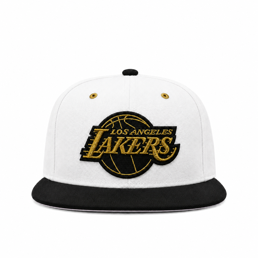 Los Angeles Lakers White/Black Mitchell & Ness Adjustable Original Fit Snapback - Product Image