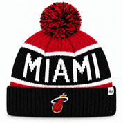 Miami Heat Ribbed '47 Brand Pom Cuff Knit Beanie - Black/Red - Product Image