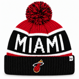 Miami Heat Ribbed '47 Brand Pom Cuff Knit Beanie - Black/Red