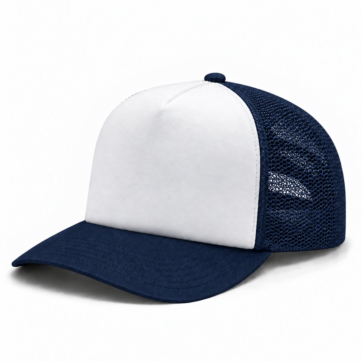 Pit Bull Cambridge PB114 Blank 5-Panel High Frame Foam Adjustable Snapback Hat - White/Navy
