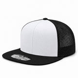 Pit Bull Cambridge PB180 Blank 6-Panel Mesh Trucker Adjustable Snapback Hat - White/Black