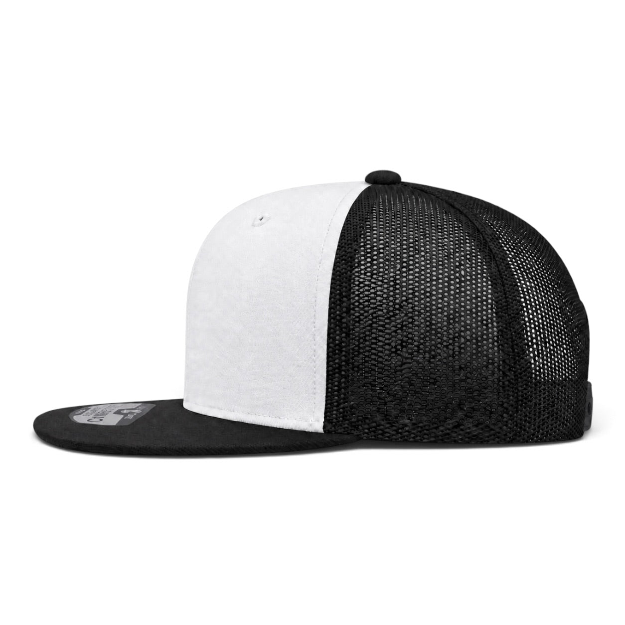 Pit Bull Cambridge PB180 Blank 6-Panel Mesh Trucker Adjustable Snapback Hat - White/Black