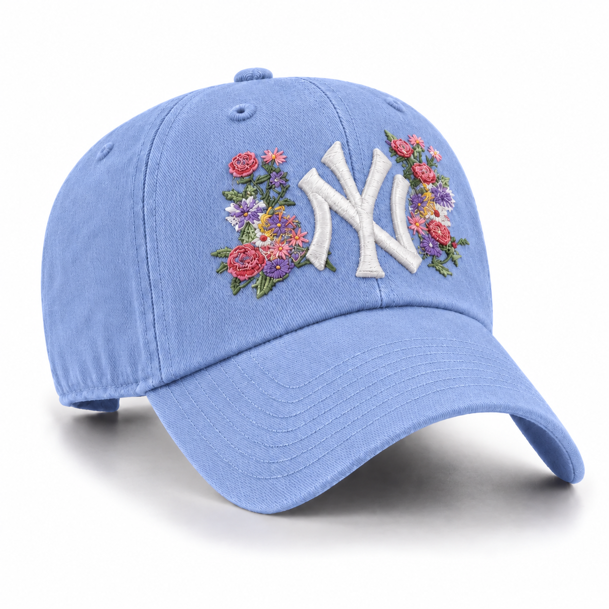 PRE ORDER: New York Yankees Flower Garden '47 Brand Clean Up Adjustable Dad Cap - Bird Beak Blue - Product Image