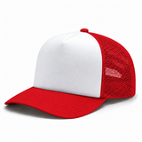 Pit Bull Cambridge PB114 Blank 5-Panel High Frame Foam Adjustable Snapback Hat - White/Red