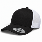 YP Classics A-Frame Blank 5-Panel Adjustable Trucker Snapback Hat - Black/White