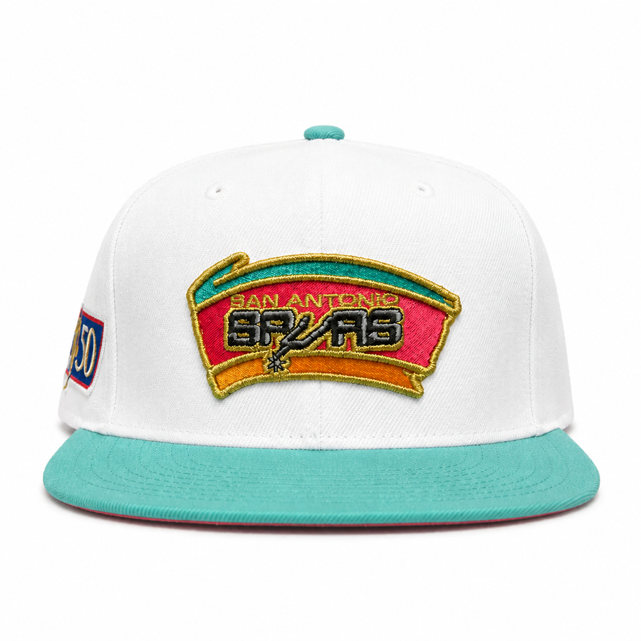 San Antonio Spurs 'NBA 50th' White/Turquoise Mitchell & Ness Adjustable Original Fit Snapback - Product Image