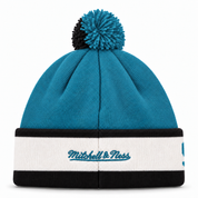 San Jose Sharks Mitchell & Ness Pom Cuff Knit Beanie - Turquoise/White - Product Image