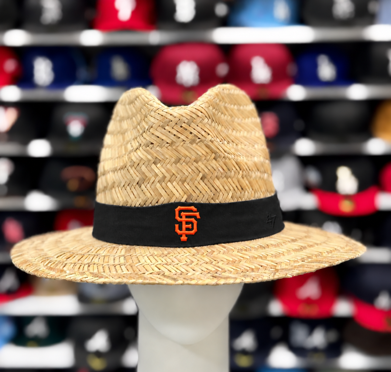 San Francisco Giants '47 Brand Natural Shaded Straw Hat - Khaki/Black - Product Image