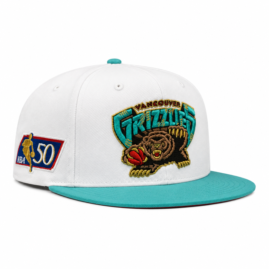Vancouver Grizzlies '50th Anniversary' White/Teal Mitchell & Ness Snapback - Product Image