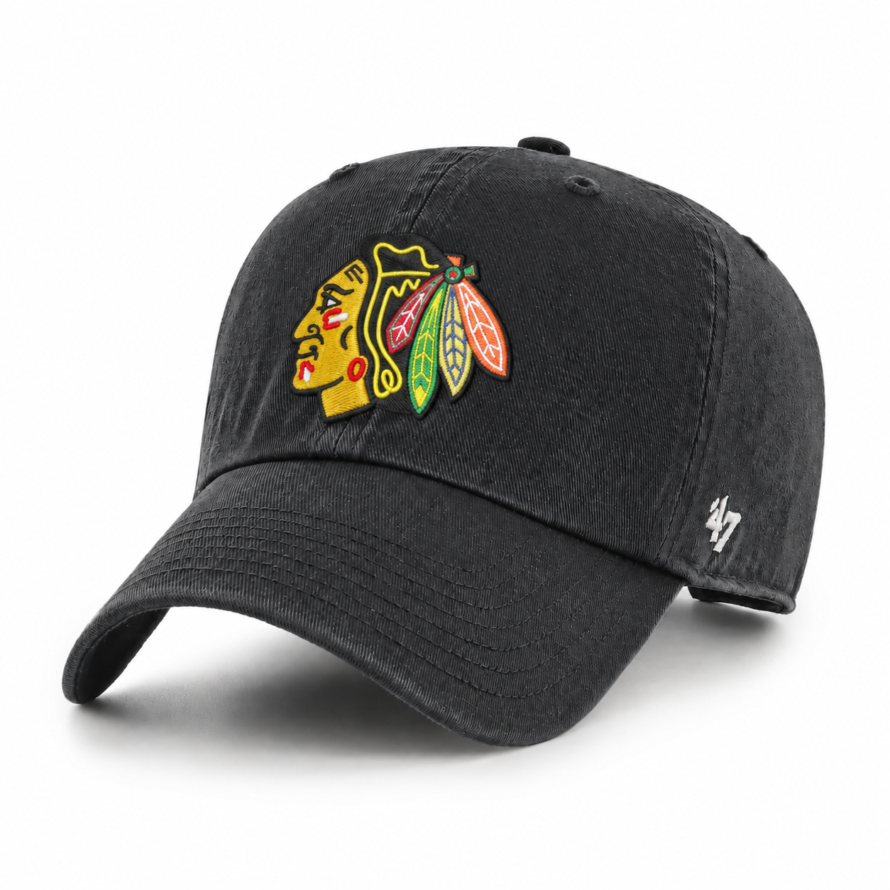 Chicago Blackhawks '47 Clean Up Adjustable Dad Cap - Black - Product Image