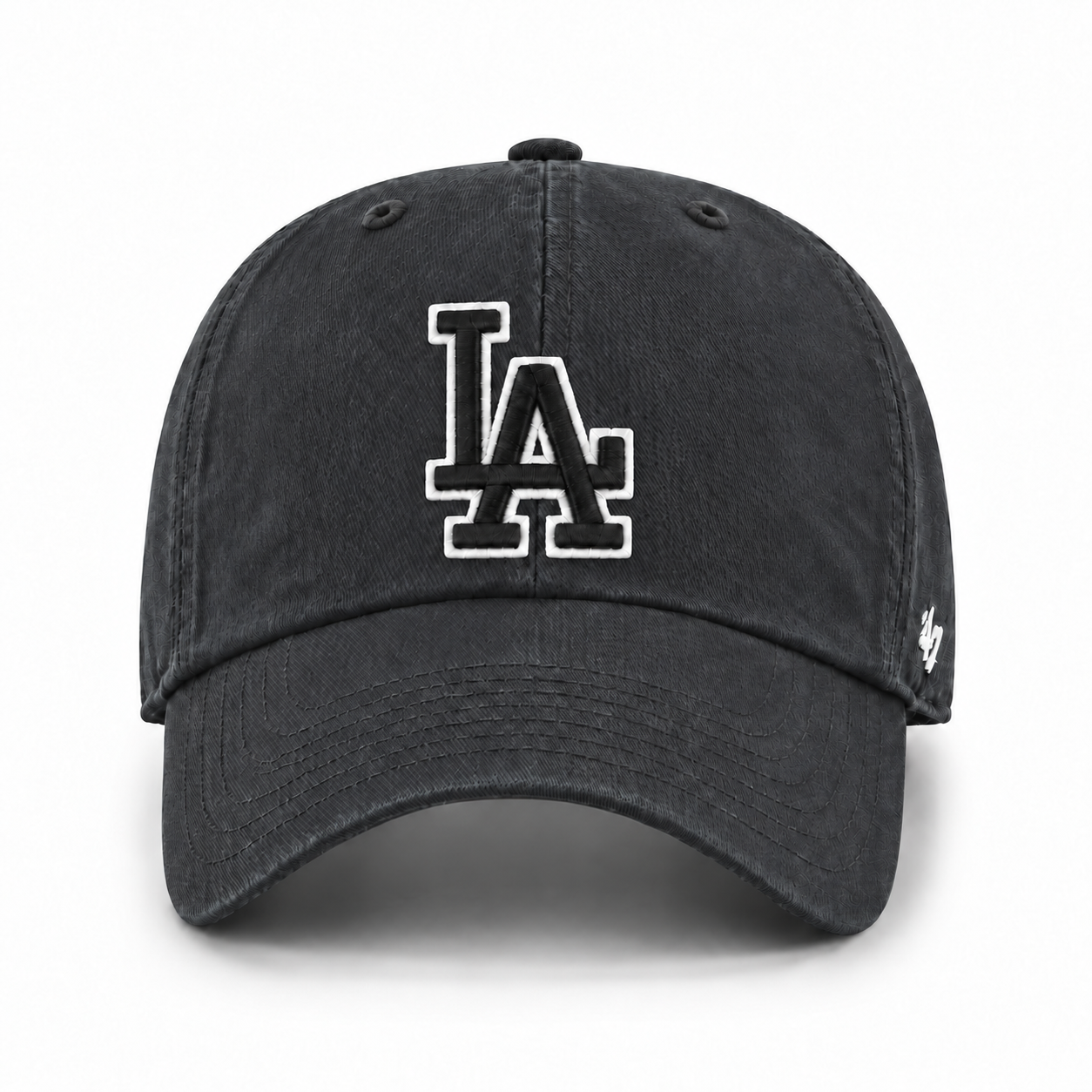 Los Angeles Dodgers Outline '47 Brand Clean Up Adjustable Dad Cap - Black - Product Image