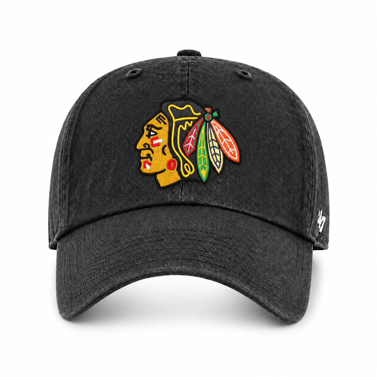 Chicago Blackhawks '47 Clean Up Adjustable Dad Cap - Black - Product Image