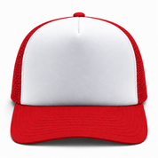 Pit Bull Cambridge PB114 Blank 5-Panel High Frame Foam Adjustable Snapback Hat - White/Red