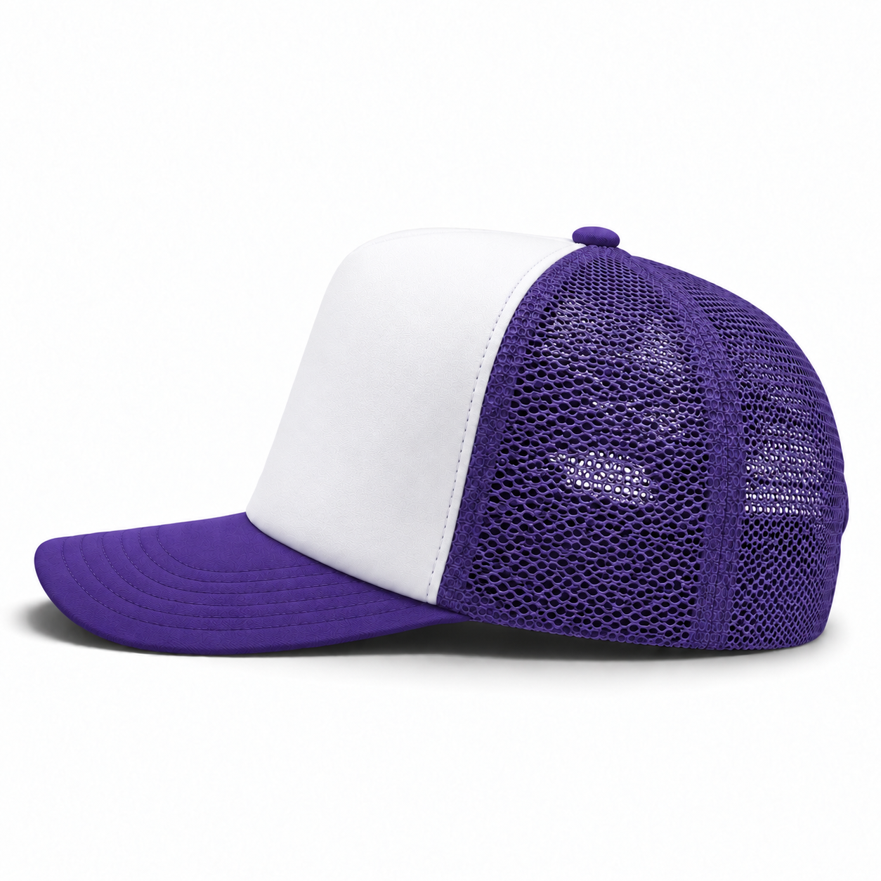 Pit Bull Cambridge PB114 Blank 5-Panel High Frame Foam Adjustable Snapback Hat - White/Purple