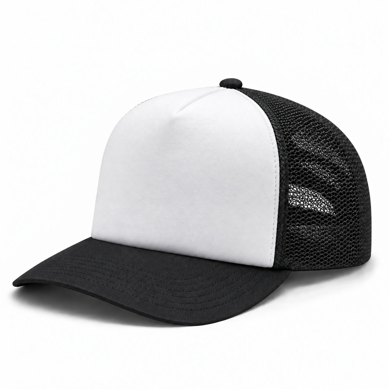 Pit Bull Cambridge PB114 Blank 5-Panel High Frame Foam Adjustable Snapback Hat - White/Black