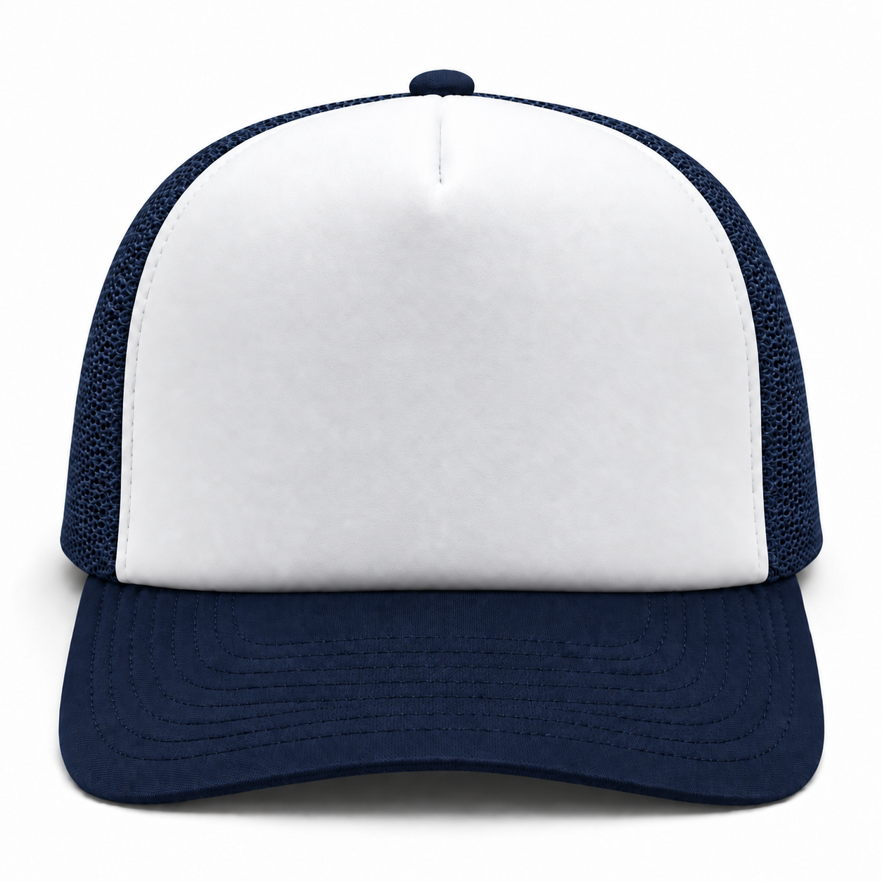 Pit Bull Cambridge PB114 Blank 5-Panel High Frame Foam Adjustable Snapback Hat - White/Navy