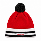 Chicago Blackhawks Mitchell & Ness Pom Cuff Knit Beanie - White/Red - Product Image