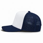 Pit Bull Cambridge PB114 Blank 5-Panel High Frame Foam Adjustable Snapback Hat - White/Navy