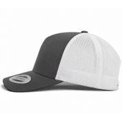 YP Classics A-Frame Blank 5-Panel Adjustable Trucker Snapback Hat - Dark Gray/White