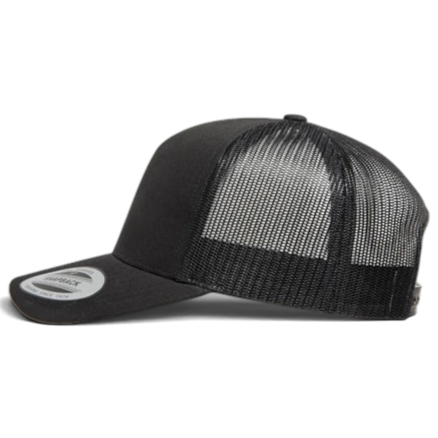 YP Classics A-Frame Blank 5-Panel Adjustable Trucker Snapback Hat - Black/Black - Product Image
