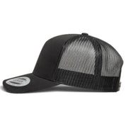 YP Classics A-Frame Blank 5-Panel Adjustable Trucker Snapback Hat - Black/Black - Product Image