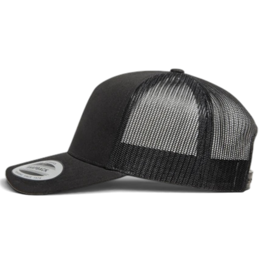 YP Classics A-Frame Blank 5-Panel Adjustable Trucker Snapback Hat - Black/Black - Product Image