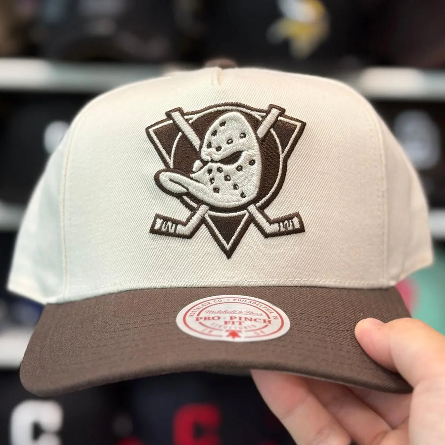 Anaheim Ducks Creme/Brown A-Frame Mitchell & Ness Snapback - Product Image