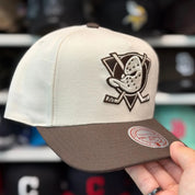 Anaheim Ducks Creme/Brown A-Frame Mitchell & Ness Snapback - Product Image