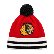 Chicago Blackhawks Mitchell & Ness Pom Cuff Knit Beanie - White/Red - Product Image