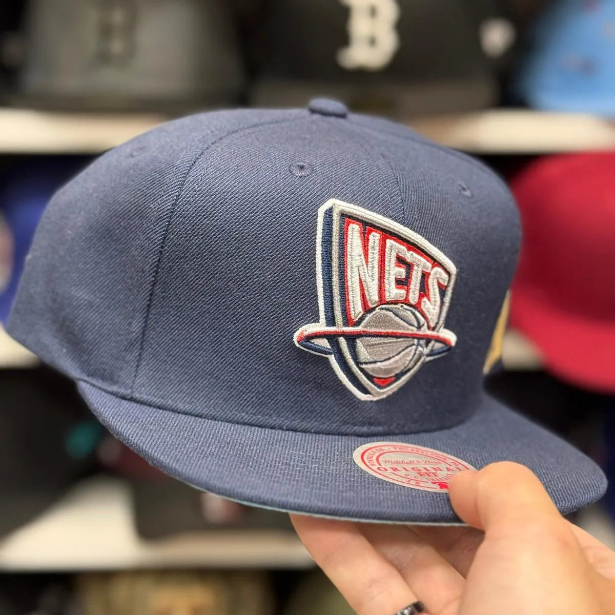 Brooklyn Nets Navy Mitchell & Ness Snapback - Product Image