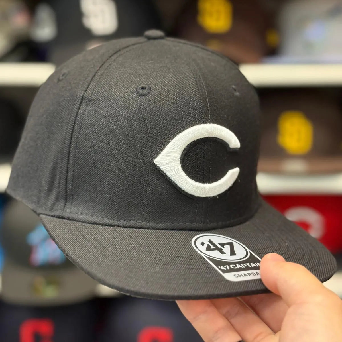 Cincinnati Reds Black '47 Brand Captain Snapback - Product Image