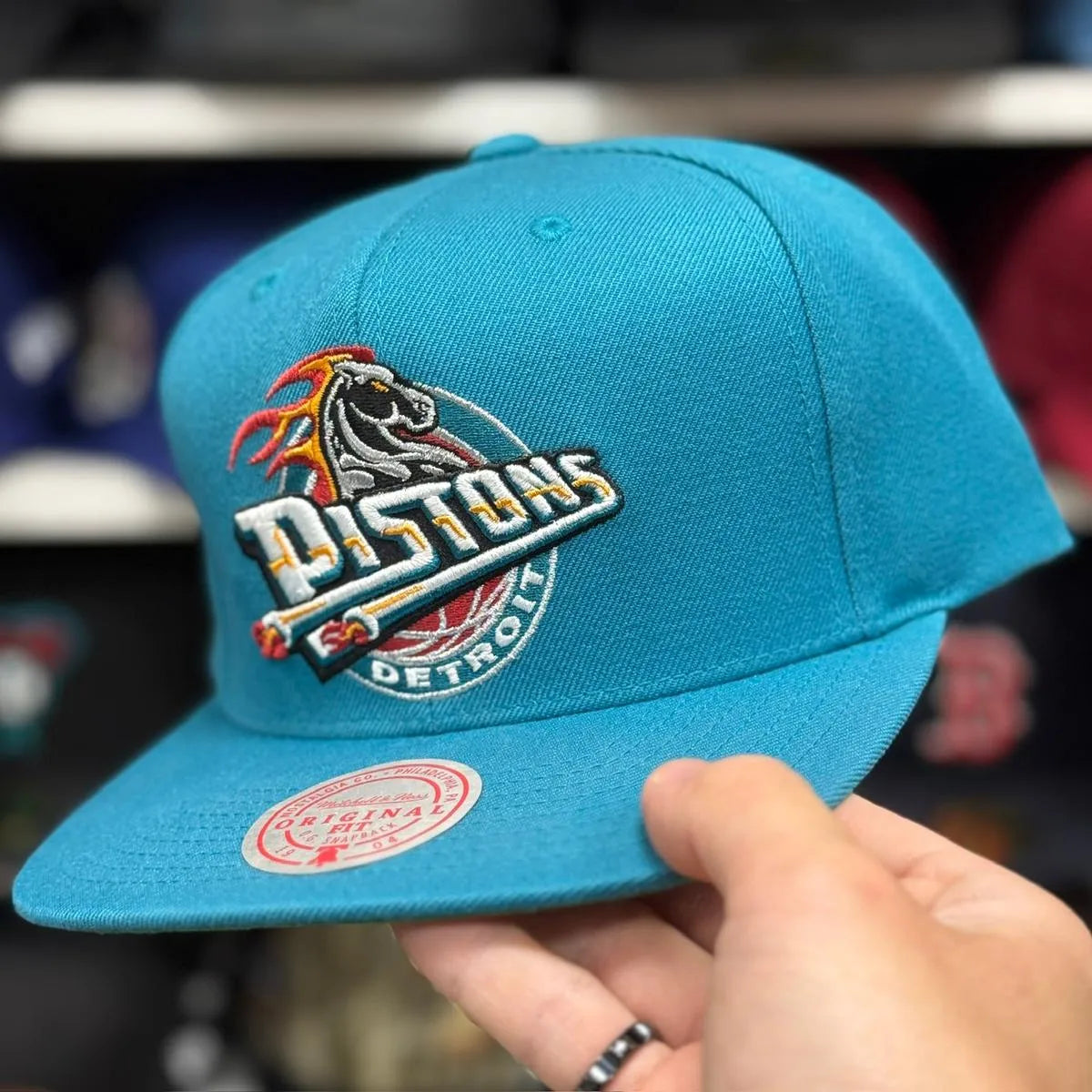 Detroit Pistons Turquoise Mitchell & Ness Snapback - Product Image