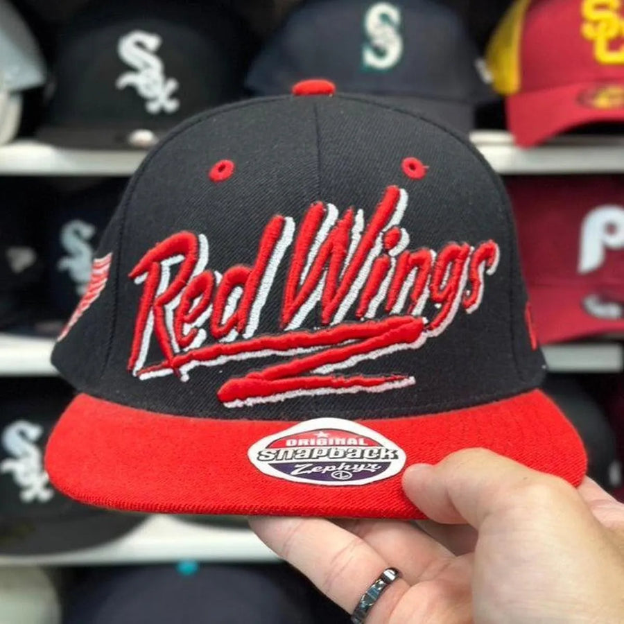 Detroit Red Wings Zephyr Snapback Hat Black/Red - Product Image