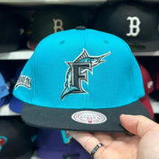 Florida Marlins Teal/Black Mitchell & Ness Snapback - Product Image