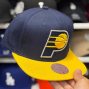 Indiana Pacers Blue/Yellow Mitchell & Ness Snapback - Product Image