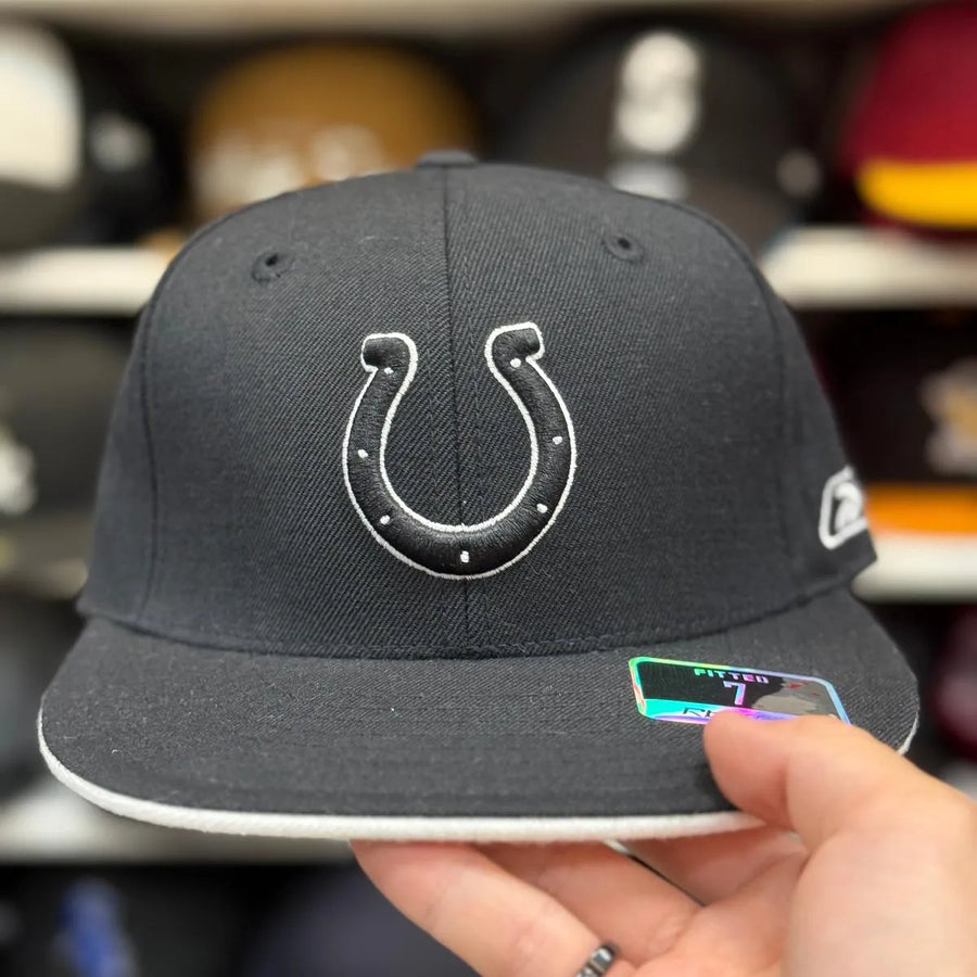 Indianapolis Colts Black/White Reebok Fitted Hat - Product Image