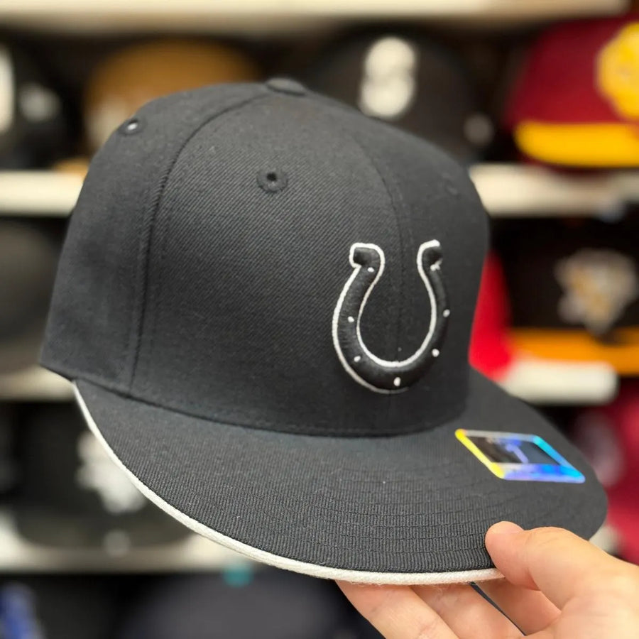 Indianapolis Colts Black/White Reebok Fitted Hat - Product Image