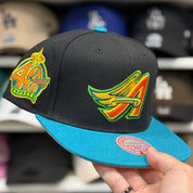 Los Angeles Angels '40th Anniversary' Black/Teal Mitchell & Ness Snapback - Product Image