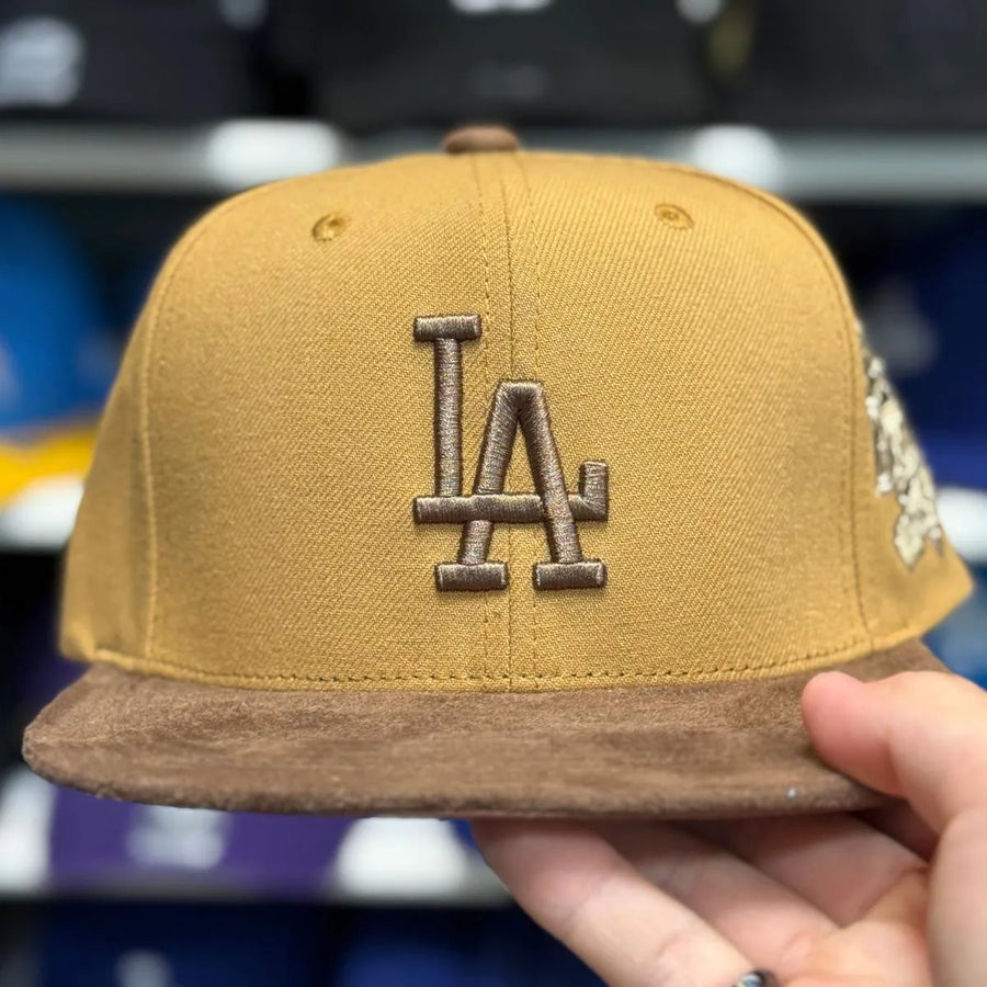Los Angeles Dodgers '100th Anniversary' 2T Tan Mitchell & Ness Buckle | Suede Brim - Product Image
