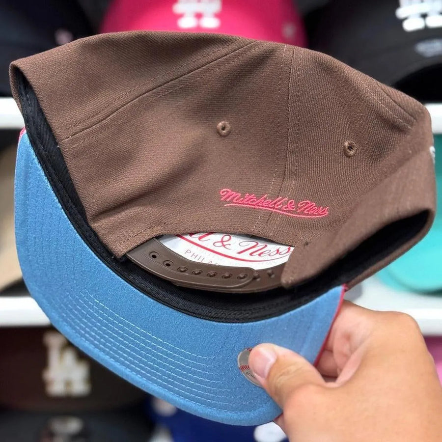 Los Angeles Dodgers '100th Anniversary' Mocha Brown/Pink Mitchell & Ness Snapback - Product Image