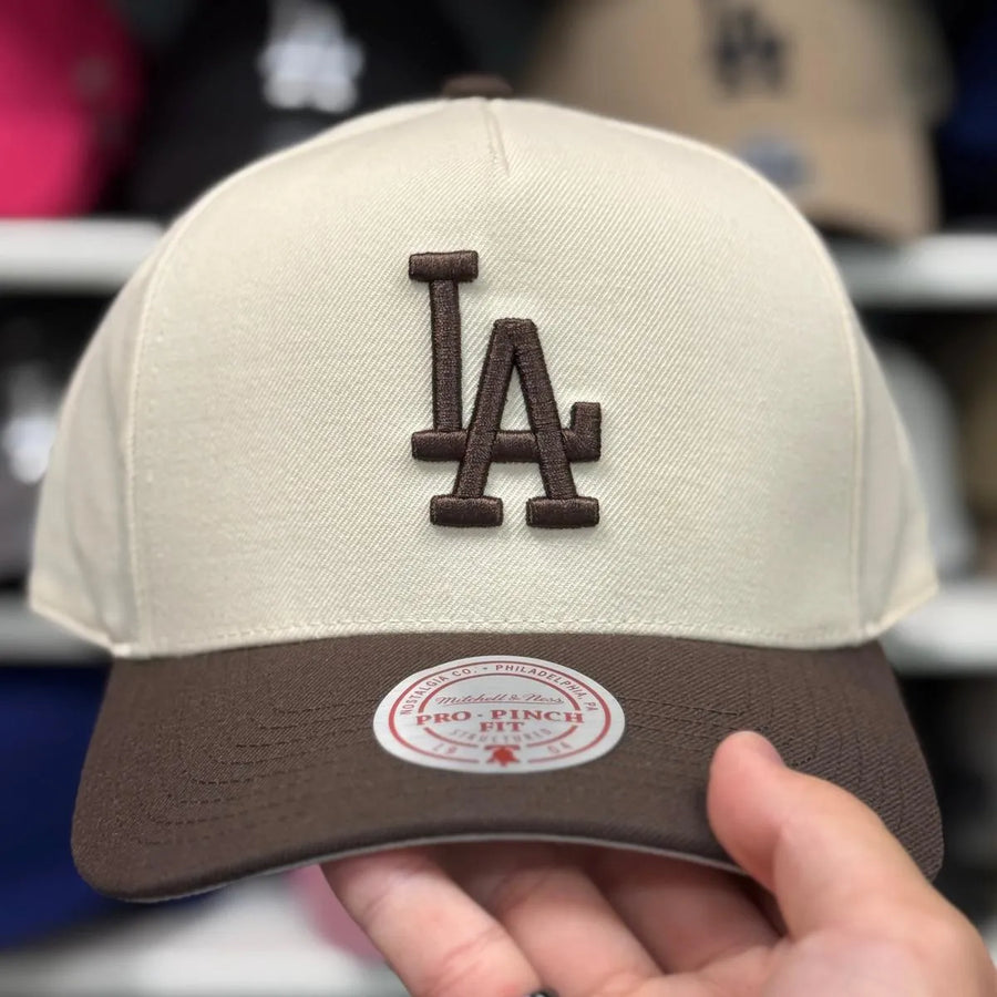 Los Angeles Dodgers A-Frame Creme/Brown Mitchell & Ness Snapback - Product Image