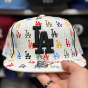 Los Angeles Dodgers 'All Over Monogram' White American Needle Fitted Hat - Product Image